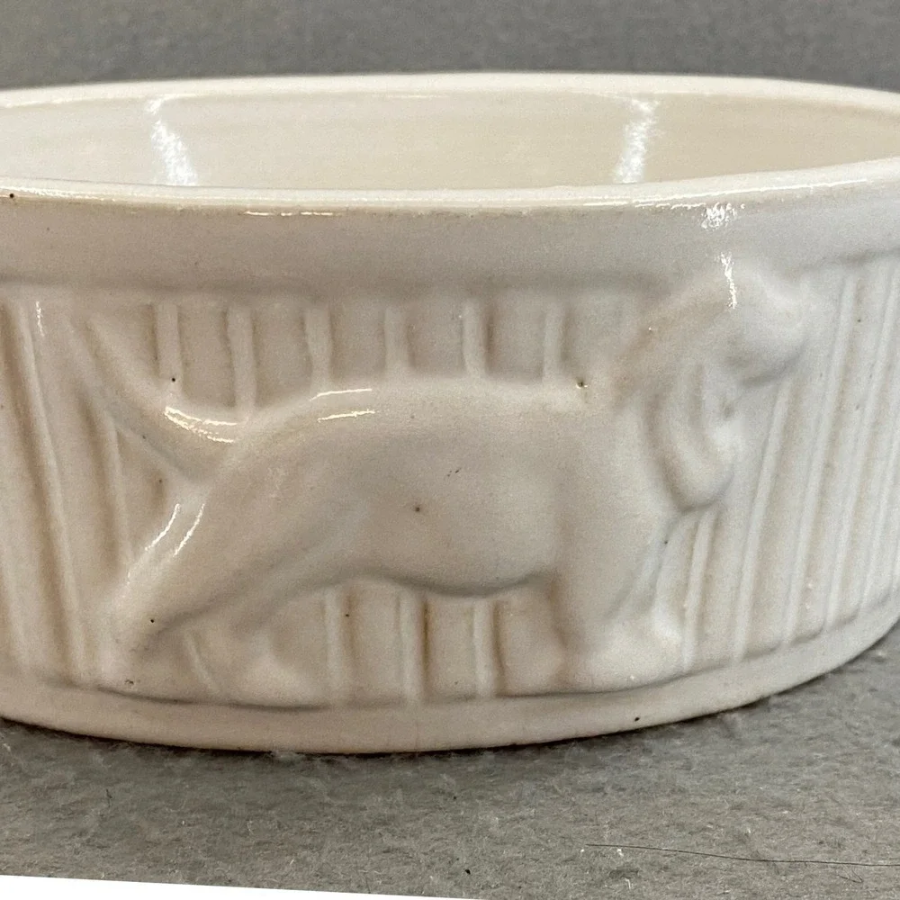 Robinson Ransbottom RRPC Vintage Dog Bowl USA Roseville Ohio Stoneware 1930s